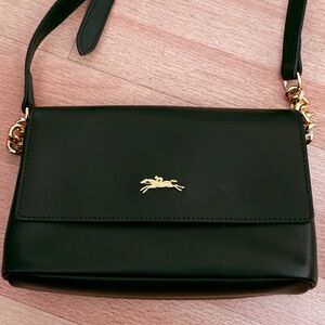 Longchamp Black Crossbody Bag with Gold Accents